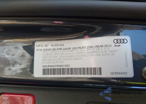 2019 Audi A4 45 Premium from USA, damaged, VIN WAUENAF47KN001883